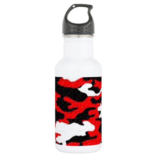 Camouflage Rode Patronen Waterfles (Voorkant)