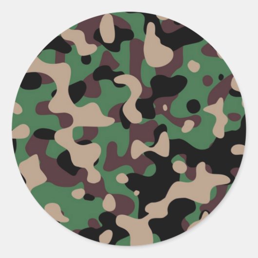 Camouflage Ronde Sticker (Voorkant)