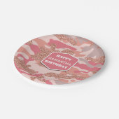 Camouflage Roos Gold Blush Roze Camo Leger Verjaar Papieren Bordje (Gekanteld)