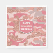 Camouflage Roos Gold Blush Roze Camo Leger Verjaar Servet (Voorkant)
