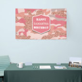 Camouflage Roos Gold Blush Roze Camo Leger Verjaar Spandoek (Beurs)