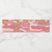 Camouflage Roos Gold Blush Roze Camo Leger Verjaar Waterfles Etiket (Enkel label)