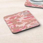 Camouflage Roos Gold Blush Roze Camo Legerpatroon Bier Onderzetter (Linkerzijde)