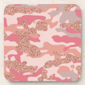 Camouflage Roos Gold Blush Roze Camo Legerpatroon Bier Onderzetter (Voorkant)