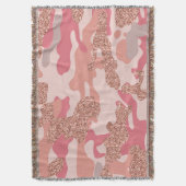 Camouflage Roos Gold Blush Roze Camo Legerpatroon Deken (Voorkant Verticaal)