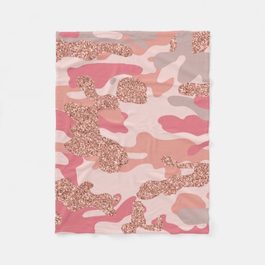 Camouflage Roos Gold Blush Roze Camo Legerpatroon Fleece Deken (Voorkant)