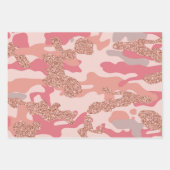 Camouflage Roos Gold Blush Roze Camo Legerpatroon Inpakpapier Vel (Voorkant 3)