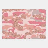 Camouflage Roos Gold Blush Roze Camo Legerpatroon Inpakpapier Vel (Voorkant)