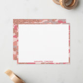 Camouflage Roos Gold Blush Roze Camo Legerpatroon Notitiekaartje (Voorkant / Achterkant in situ)