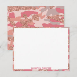 Camouflage Roos Gold Blush Roze Camo Legerpatroon Notitiekaartje