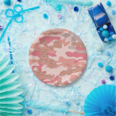 Camouflage Roos Gold Blush Roze Camo Legerpatroon Papieren Bordje (Feest)