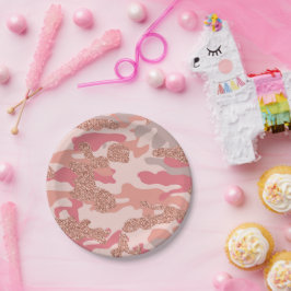 Camouflage Roos Gold Blush Roze Camo Legerpatroon Papieren Bordje