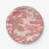 Camouflage Roos Gold Blush Roze Camo Legerpatroon Papieren Bordje (Voorkant)