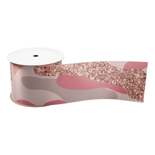 Camouflage Roos Gold Blush Roze Camo Legerpatroon Satijnen Lint (Spoel)