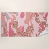 Camouflage Roos Gold Blush Roze Camo Legerpatroon Strandlaken (Voorkant)