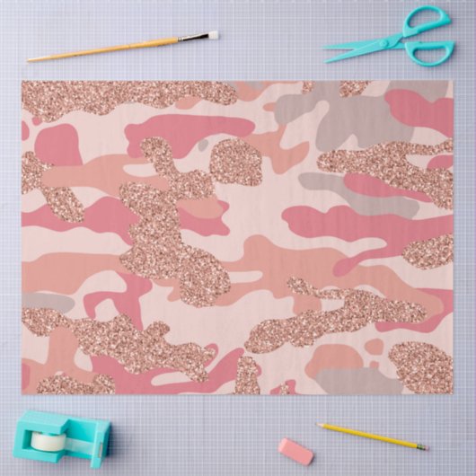 Camouflage Roos Gold Blush Roze Camo Legerpatroon Tissuepapier (Craft)