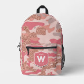 Camouflage Roos Goud Blush Roze Camo Leger Meisje Bedrukte Rugzak (Voorkant)
