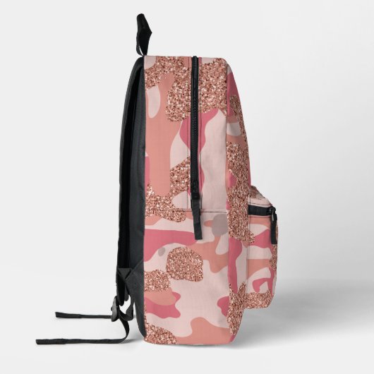 Camouflage Roos Goud Blush Roze Camo Leger Meisje Bedrukte Rugzak (Links)