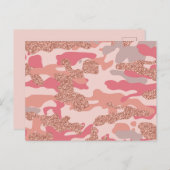 Camouflage Roos Goud Blush Roze Camo Patroon Feestdagenkaart (Voorkant / Achterkant)