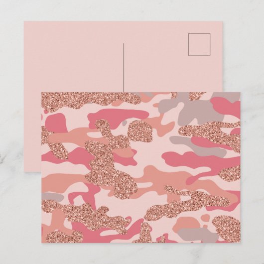 Camouflage Roos Goud Blush Roze Camo Patroon Feestdagenkaart (Voorkant / Achterkant)