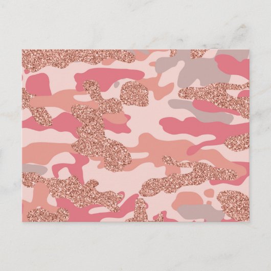 Camouflage Roos Goud Blush Roze Camo Patroon Feestdagenkaart (Voorkant)