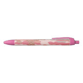 Camouflage Roos Goud Blush Roze Camo Patroon Zwarte Inkt Pen (Bovenkant)