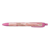 Camouflage Roos Goud Blush Roze Camo Patroon Zwarte Inkt Pen (Bodem)