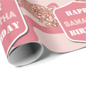 Camouflage Roos Goud Blush Roze Camo Verjaardagsna Cadeaupapier (Rol Hoek)