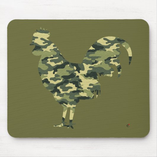 Camouflage Rooster Silhouette Muismat (Voorkant)