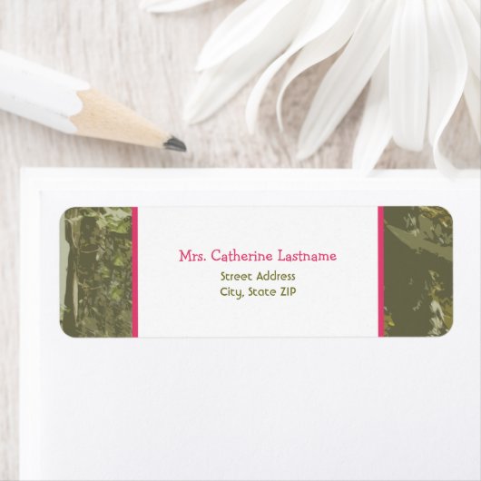 Camouflage & Roze Adreslabel Sticker (Insitu)