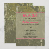 Camouflage & Roze Baby shower Uitnodiging (Voorkant / Achterkant)