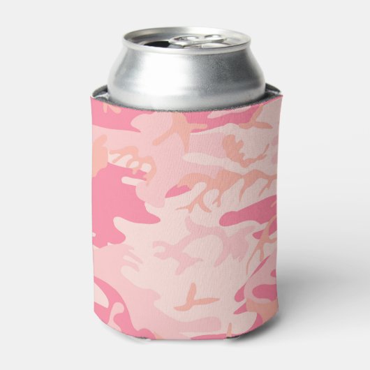Camouflage roze kleur blikjeskoeler (Blikje Voorkant)