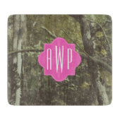 Camouflage + Roze monogram Snijplank (Voorkant)