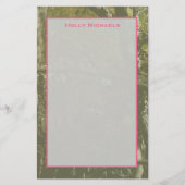 Camouflage & Roze, speciaal ontworpen schrijfwaren Briefpapier (Voorkant)