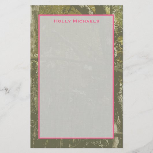 Camouflage & Roze, speciaal ontworpen schrijfwaren Briefpapier (Voorkant)