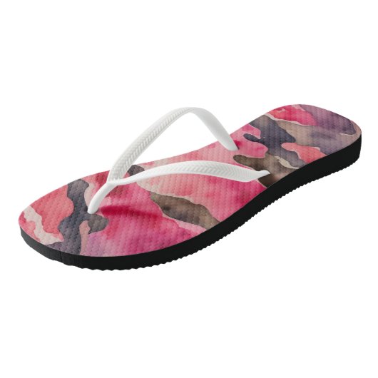 camouflage roze waterverf teenslippers (Schuin)