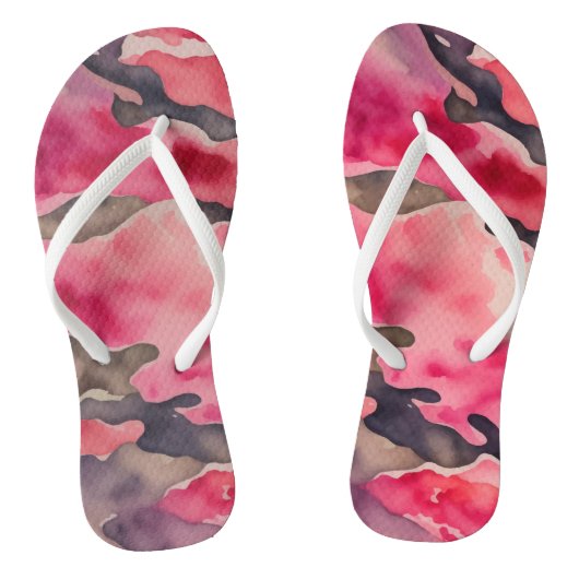 camouflage roze waterverf teenslippers (Voetbed)
