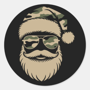 Camouflage Santa Claus zonnebril Kerstmis  Ronde Sticker