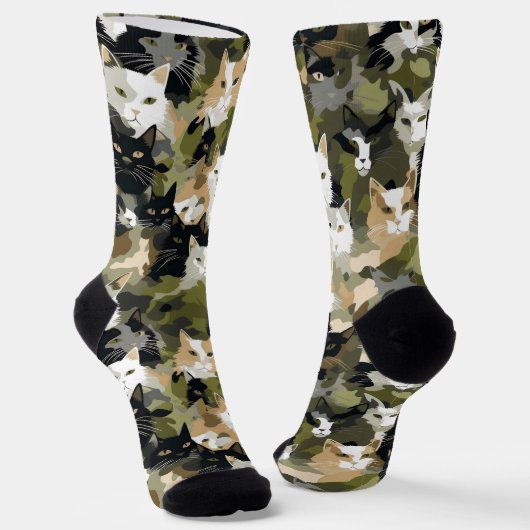 Camouflage Schattigee katten Sokken (Gebogen)
