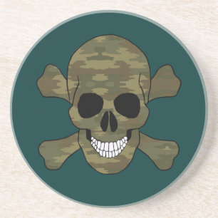 Camouflage Schedel en Gekruiste Botten Onderzetter