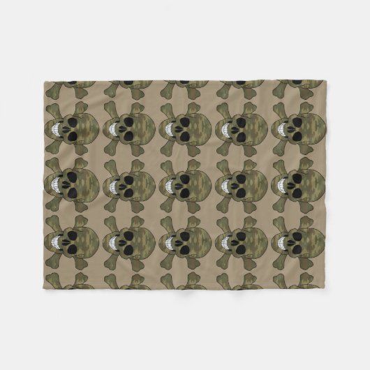 Camouflage Schedel en Kruisbeenderen Fleece Deken (Voorkant (Horizontaal))
