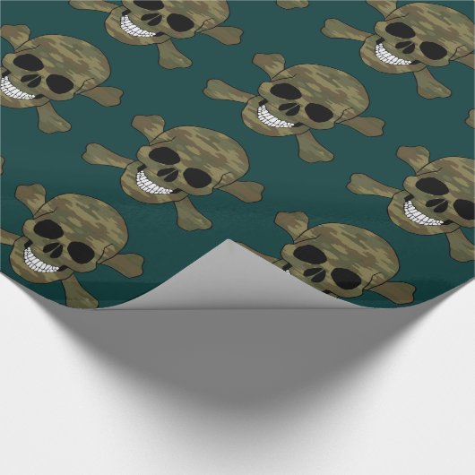 Camouflage Schedel en Kruisbeenderen inpakpapier (Hoek)