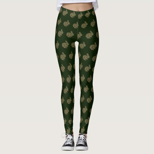 Camouflage Silhouette Bunny Rabbit Leggings (Voorkant)