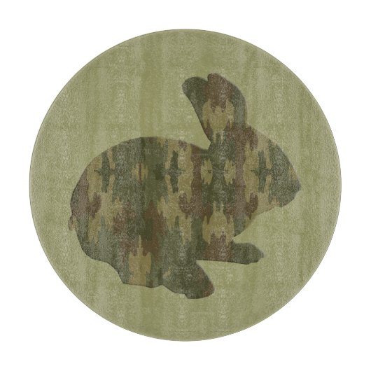 Camouflage Silhouette Easter Bunny Cutting Board Snijplank (Voorkant)