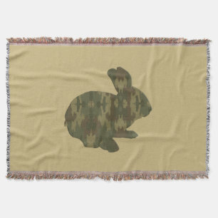 Camouflage Silhouette Easter Bunny Throw Blanket Deken
