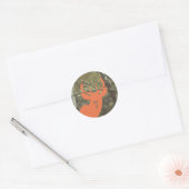 Camouflage + Sinaasappel Herten Verjaardag Ronde Sticker (Envelop)