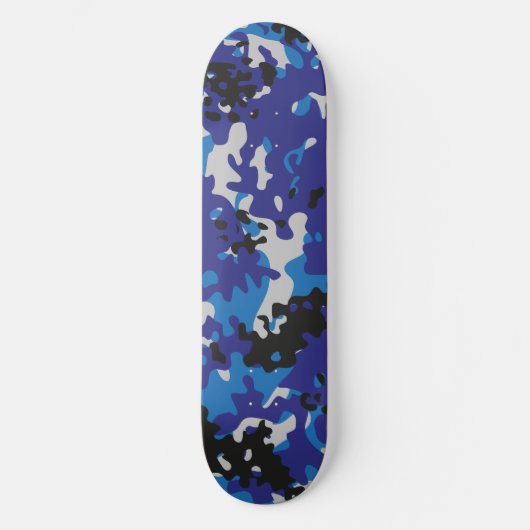 Camouflage Skateboard Blauw Wit Zwart (Voorkant)