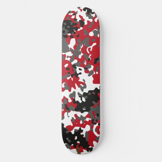 Camouflage Skateboard Rood Zwart Grijs Wit (Voorkant)
