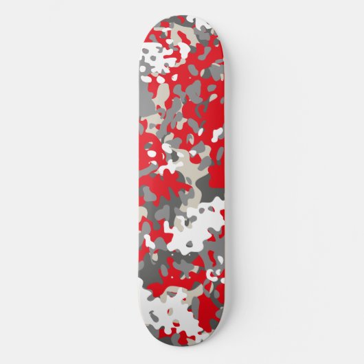 Camouflage Skateboard Rood Zwart Grijs Wit (Voorkant)