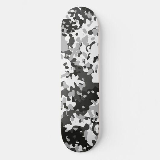Camouflage Skateboard Wit Zwart Grijs  (Voorkant)